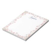 Personalized Monogrammed Pink Flowers Floral Notitieblok (Linkerzijde)