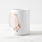 Personalized Monogrammed Vintage Floral Koffiemok (Voorkant links)