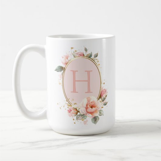 Personalized Monogrammed Vintage Floral Koffiemok (Links)