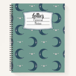 Personalized Moon Pattern Spiral Notebook 8.5x11  Notitieboek