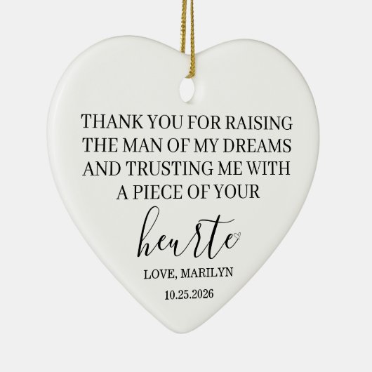 Personalized Mother-in-Law Wedding Gift Heart  Keramisch Ornament (Rechts)