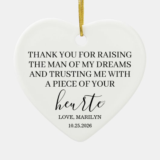 Personalized Mother-in-Law Wedding Gift Heart  Keramisch Ornament (Voorkant)