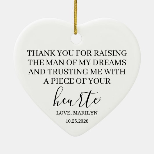 Personalized Mother-in-Law Wedding Gift Heart  Keramisch Ornament (Achterkant)