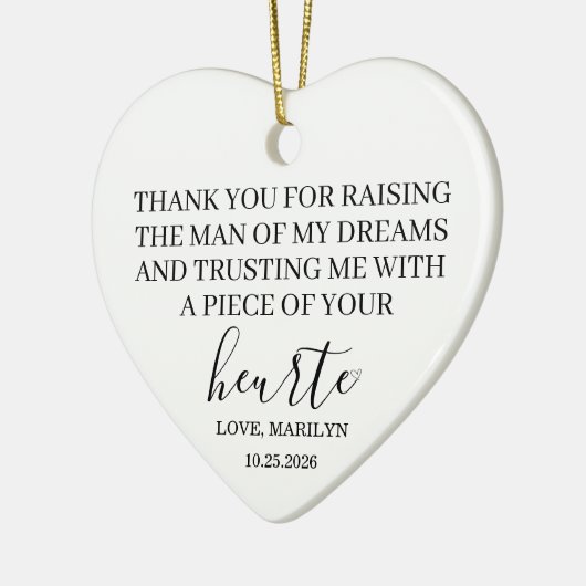 Personalized Mother-in-Law Wedding Gift Heart  Keramisch Ornament (Links)