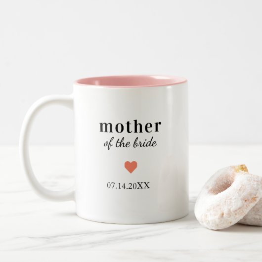 Personalized Mother of the Bride Tweekleurige Koffiemok (Met donut)