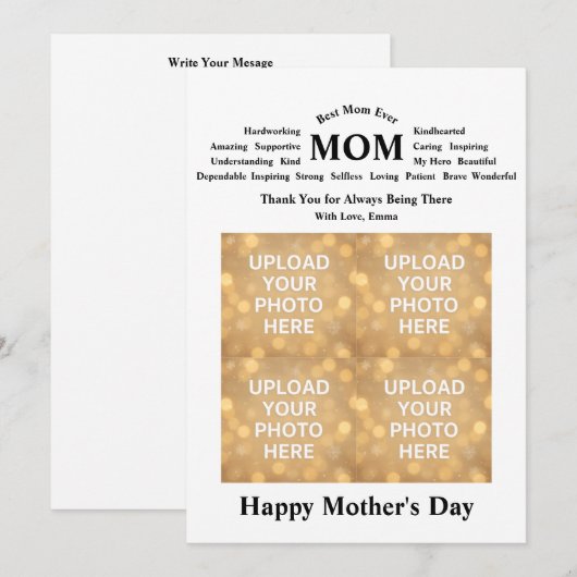 Personalized Mother’s Day Card Kaart (Voorkant / Achterkant)