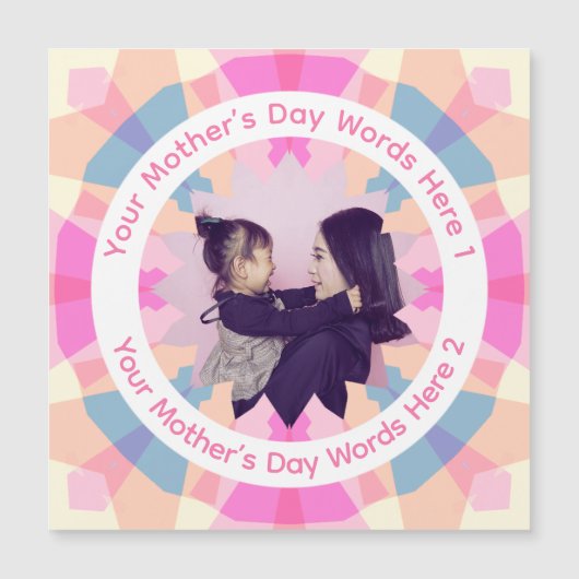 Personalized Mother’s Day Pink Star Mom Photo Card (Voorkant)