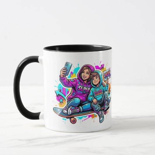 Personalized Mother & Son Graffiti Art Coffee Mug Mok (Links)