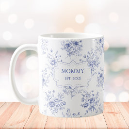 Personalized Mothers Day Blue Flowers Floral Koffiemok