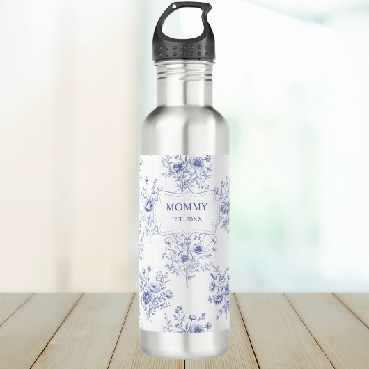 Personalized Mothers Day Blue Flowers Floral Waterfles