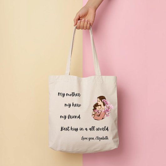 Personalized Mother's Day Mom's Hug Tote Bag