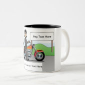 Personalized Motorcycle - Female Cartoon Tweekleurige Koffiemok (Voorkant rechts)