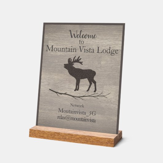 Personalized Mountain Lodge Guest WiFi Sign Acryl Bord (Hoek)
