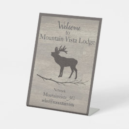 Personalized Mountain Lodge Guest WiFi Sign Reclamebord Met Voetstuk