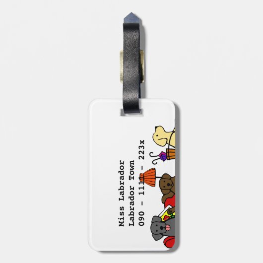 Personalized Moving Labradors Cartoon Bagagelabel (Achterkant verticaal)