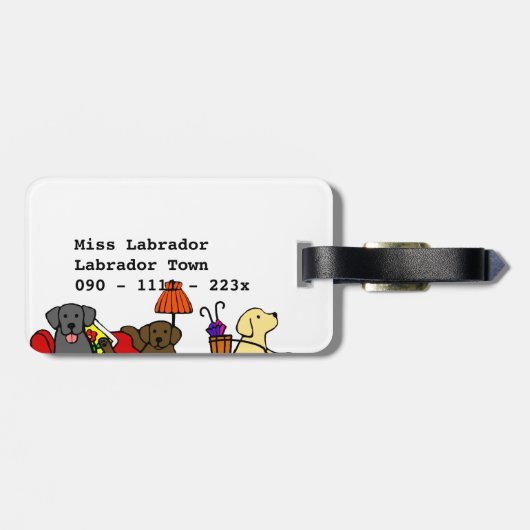 Personalized Moving Labradors Cartoon Bagagelabel (Achterkant horizontaal)