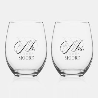 Personalized Mr. & Mrs. Stemless Wine Glass Wijnglas Zonder Voet