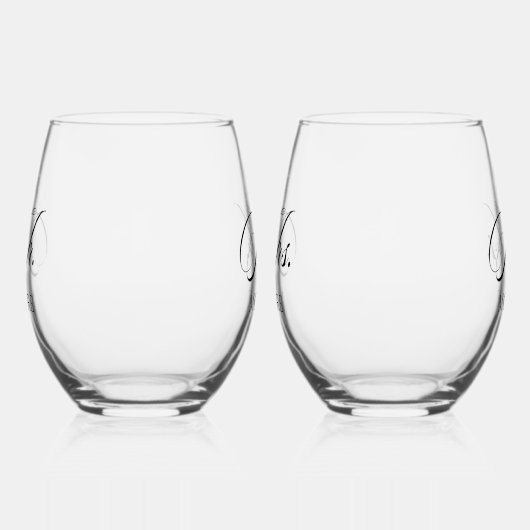 Personalized Mr. & Mrs. Stemless Wine Glass Wijnglas Zonder Voet (Links)