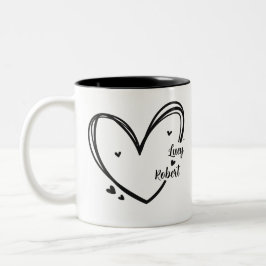 Personalized mug for couples with names  tweekleurige koffiemok