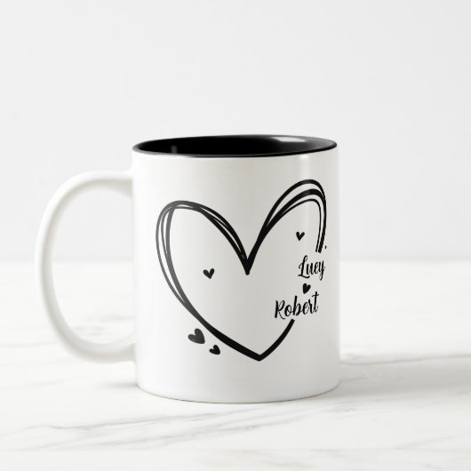 Personalized mug for couples with names  tweekleurige koffiemok (Links)