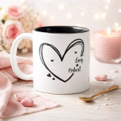 Personalized mug for couples with names tweekleurige koffiemok