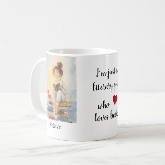 Personalized Mug "Literary Girl" Koffiemok (Voorkant links)