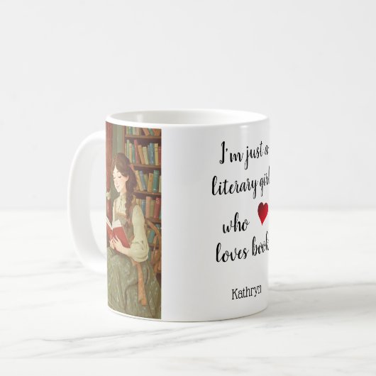 Personalized Mug "Literary Girl" Koffiemok (Voorkant links)