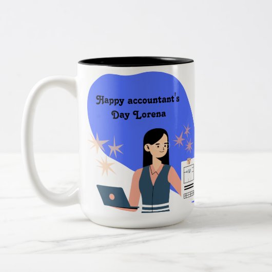 personalized mug to celebrate the accountant tweekleurige koffiemok (Links)