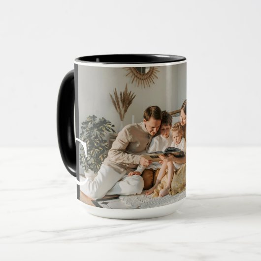 Personalized mug with monogram and family photo mok (Voorkant links)