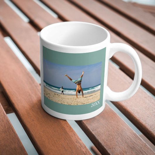 Personalized mug with photo, text and year koffiemok