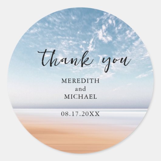 Personalized Multicolor Beach Scene Dated  Ronde Sticker (Voorkant)