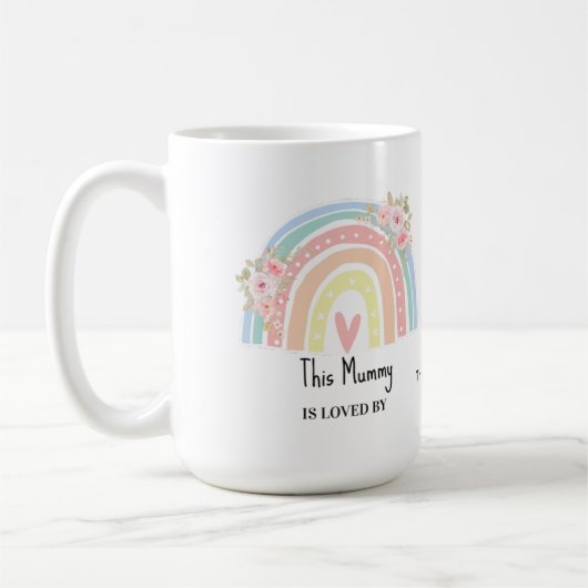 Personalized Mum's Rainbow & Floral Mug Koffiemok (Links)