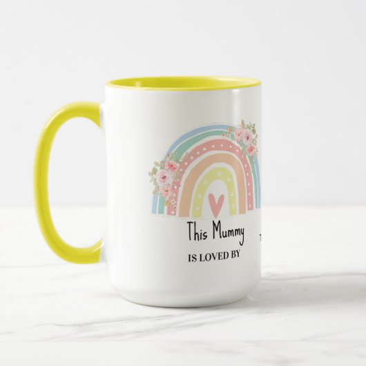 Personalized Mum's Rainbow & Floral Mug Mok (Links)