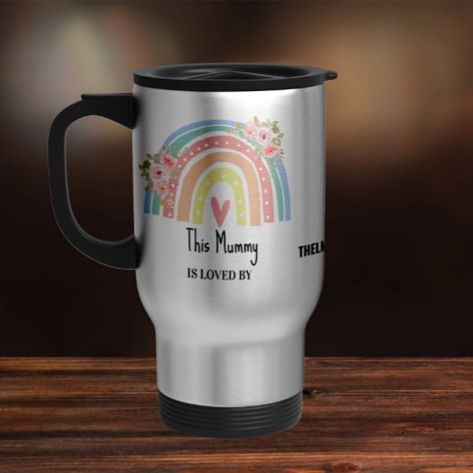 Personalized Mum's Rainbow & Floral Mug Reisbeker