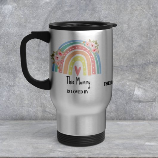 Personalized Mum's Rainbow & Floral Mug Reisbeker