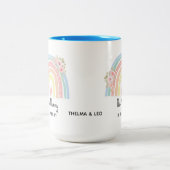 Personalized Mum's Rainbow & Floral Mug Tweekleurige Koffiemok (Center)