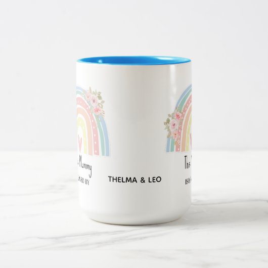 Personalized Mum's Rainbow & Floral Mug Tweekleurige Koffiemok (Center)