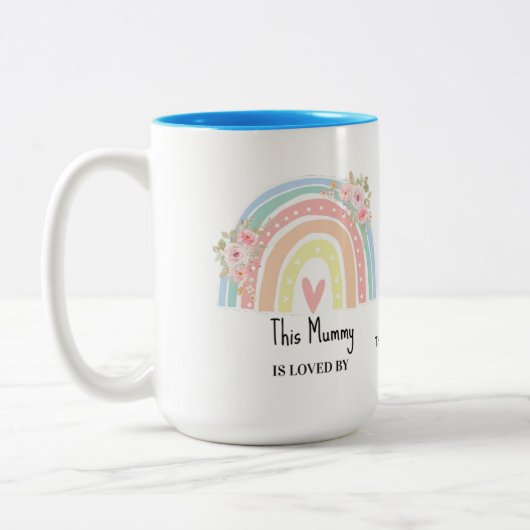 Personalized Mum's Rainbow & Floral Mug Tweekleurige Koffiemok (Links)