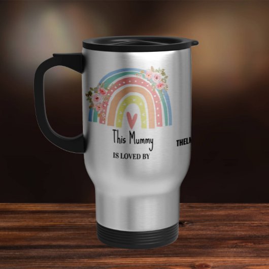 Personalized Mum's Rainbow & Floral Travel Mug Reisbeker