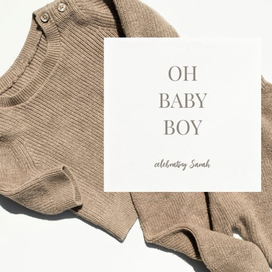 Personalized Mushroom Taupe Baby Boy Shower Servet