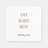 Personalized Mushroom Taupe Baby Boy Shower Servet (Voorkant)