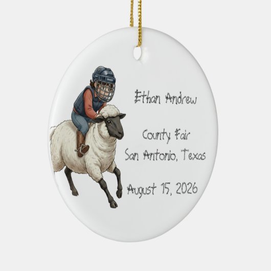 Personalized Mutton Bustin Boy  Keramisch Ornament (Rechts)