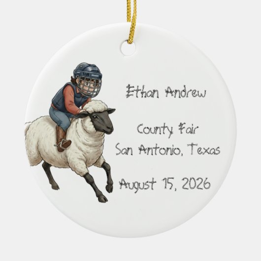Personalized Mutton Bustin Boy  Keramisch Ornament (Voorkant)