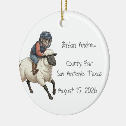 Personalized Mutton Bustin Boy  Keramisch Ornament (Links)