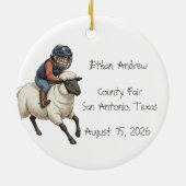 Personalized Mutton Bustin Boy  Keramisch Ornament (Achterkant)