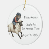 Personalized Mutton Bustin Boy  Keramisch Ornament (Links)