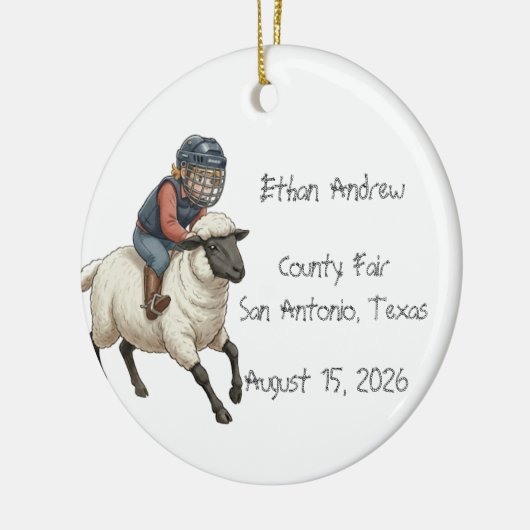 Personalized Mutton Bustin Boy Keramisch Ornament (Links)