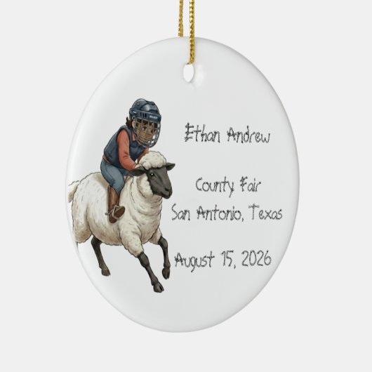 Personalized Mutton Bustin Rodeo Boy  Keramisch Ornament (Rechts)