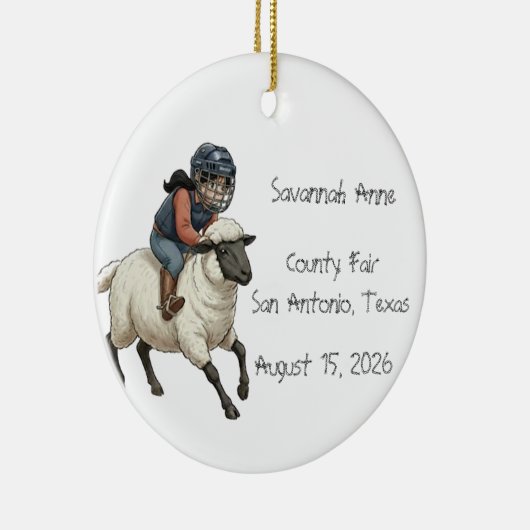 Personalized Mutton Bustin Rodeo Girls Keramisch Ornament (Rechts)