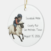 Personalized Mutton Bustin Rodeo Girls Keramisch Ornament (Links)